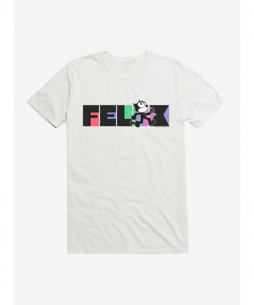 Felix The Cat Walking And Whistling Text T-Shirt - Men's Lightweight Cotton