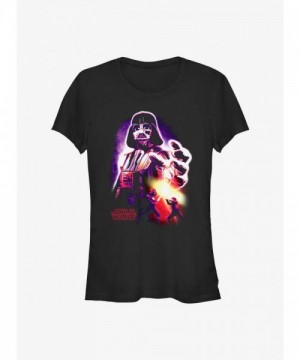 Star Wars Neon Darth Vader Junior T-Shirt - Girls' Black