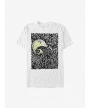 Disney Jack Skellington Spiral Hill Extra Soft Cotton T-Shirt - Men's White