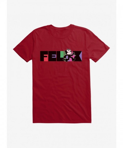 Felix The Cat Walking And Whistling Text T-Shirt - Men's Lightweight Cotton