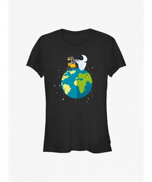 Disney Pixar Wall-E Earth Day T-Shirt for Girls - Peace Design in Black