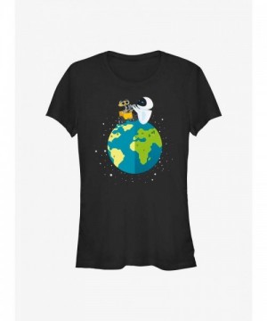 Disney Pixar Wall-E Earth Day T-Shirt for Girls - Peace Design in Black