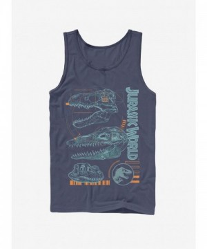 Jurassic World Fallen Kingdom Dinosaur Fossil Skull Blue Tank Top