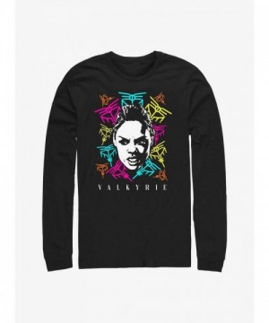 Marvel's Valkyrie Logo Long Sleeve T-Shirt for Men - Black