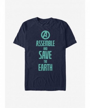 Marvel T-Shirt - Avengers Assemble Men's Lightweight Blue Cotton