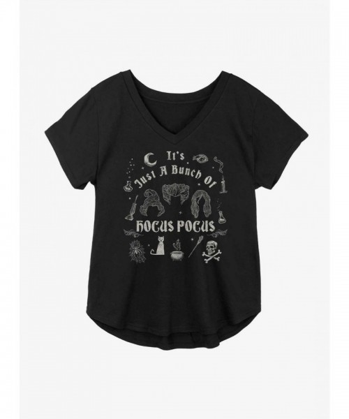 Disney Hocus Pocus Women's V-Neck Plus Size T-Shirt - Black
