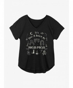 Disney Hocus Pocus Women's V-Neck Plus Size T-Shirt - Black