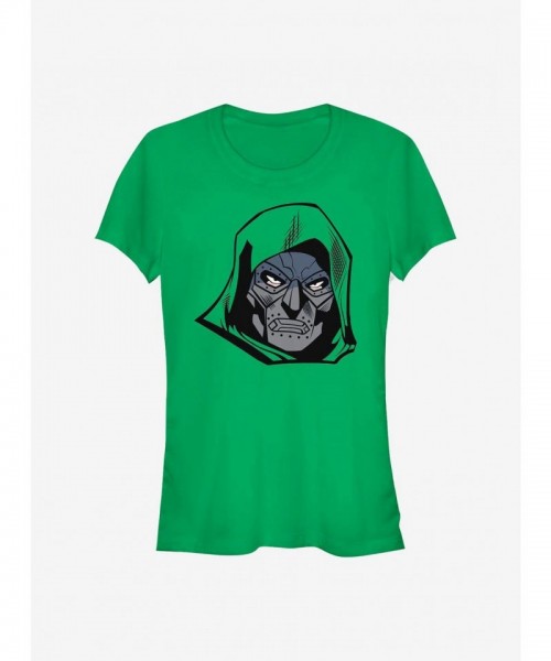 Marvel Girls T-Shirt - Fantastic Four Doom Face in Green