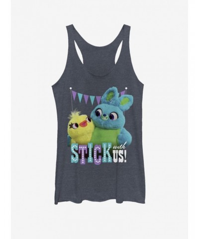 Disney Pixar Toy Story 4 Stick With Us Girls Heathered Navy Blue Tank Top $12.95 Tops