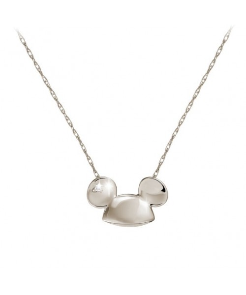 Mickey Mouse Sparkle Ear Hat Diamond Necklace - 18K Gold - Women's Jewelry