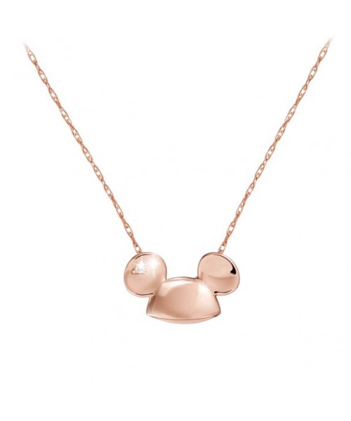 Mickey Mouse Sparkle Ear Hat Diamond Necklace - 18K Gold - Women's Jewelry