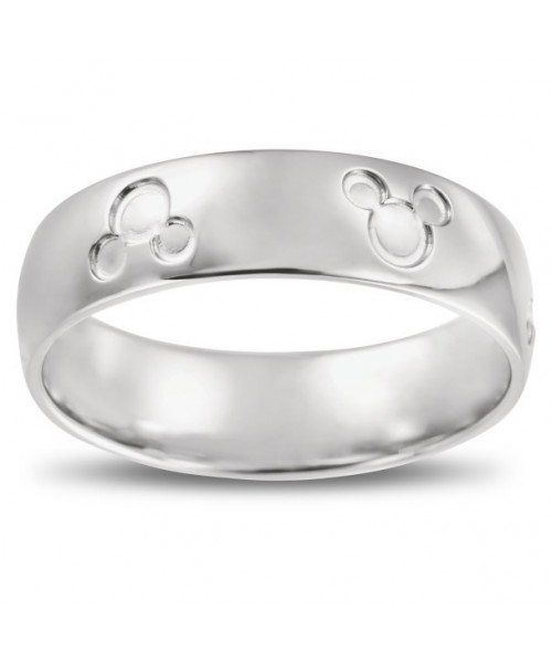 Mickey Mouse Icons White Gold Wedding Band for Women