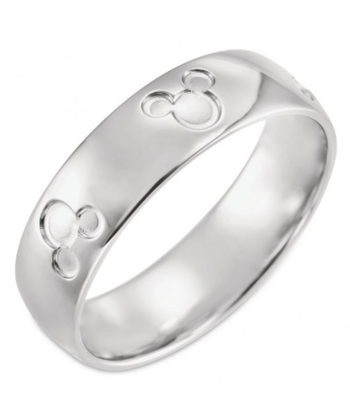 Mickey Mouse Icons White Gold Wedding Band for Women