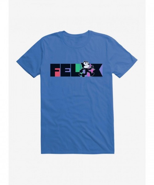 Felix The Cat Walking And Whistling Text T-Shirt - Men's Lightweight Cotton