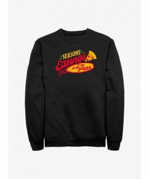 Stranger Things Inspired Surfer Boy Pizza Print Men's Sweatshirt - Black