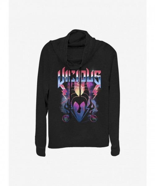 Disney Vicius Maleficent Lightweight Cowl Neck Top for Girls - Junior Sizes Black