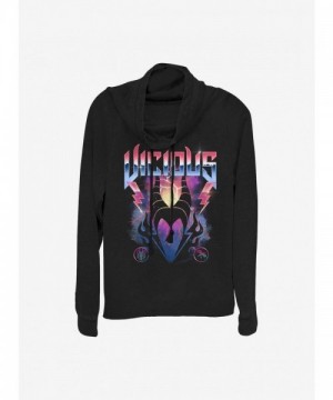 Disney Vicius Maleficent Lightweight Cowl Neck Top for Girls - Junior Sizes Black