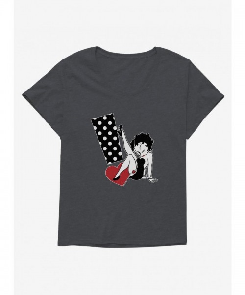 Betty Boop Dot Print Plus Size Tee for Girls