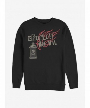 Disney Cruella Spray Paint Inspired Men's Fire Crew Sweatshirt - Black