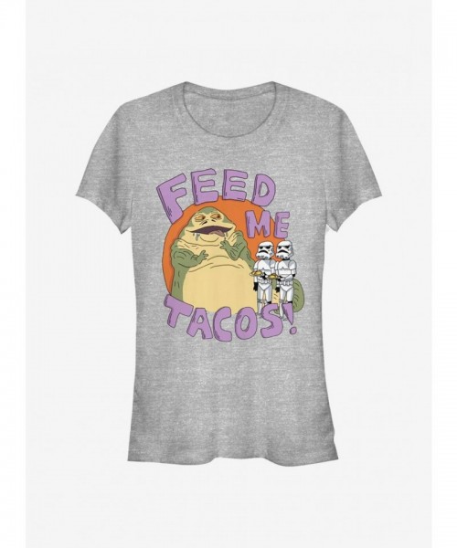 Star Wars Girls T-Shirt - Grey Jabba Tacos Design