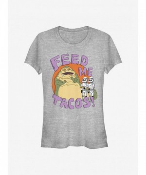 Star Wars Girls T-Shirt - Grey Jabba Tacos Design