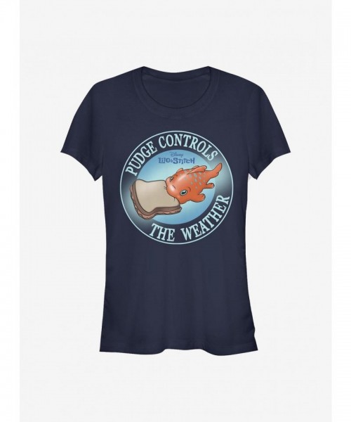 Disney Lilo & Stitch Pudge Weather Girls T-Shirt - Junior Size BLUE