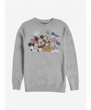 Disney Crew Sweatshirt Featuring Mickey Mouse and Friends - Grey Men's