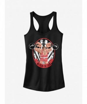 Disney Wreck-It Ralph Girls Tank Top - Black, No Pain No Gain