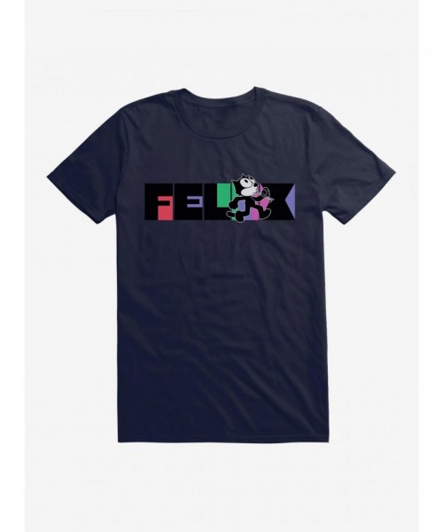 Felix The Cat Walking And Whistling Text T-Shirt - Men's Lightweight Cotton
