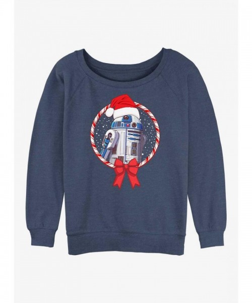 Star Wars R2-D2 Candy Cane Lightweight Sweatshirt for Girls - Junior Blue