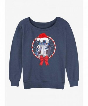 Star Wars R2-D2 Candy Cane Lightweight Sweatshirt for Girls - Junior Blue