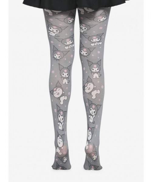 Kuromi Mischief Grey Tights for Girls