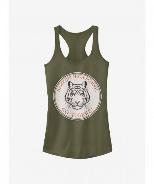 Stranger Things Hawkins Tigers Girls Tank Top in Green