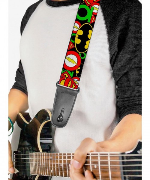 Buckle-Down DC Comics Justice League Stacked Logos Handcrafted Guitar Strap for Unisex