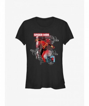 Marvel's Spider-Man Escape Lightweight Cotton T-Shirt for Girls - Black