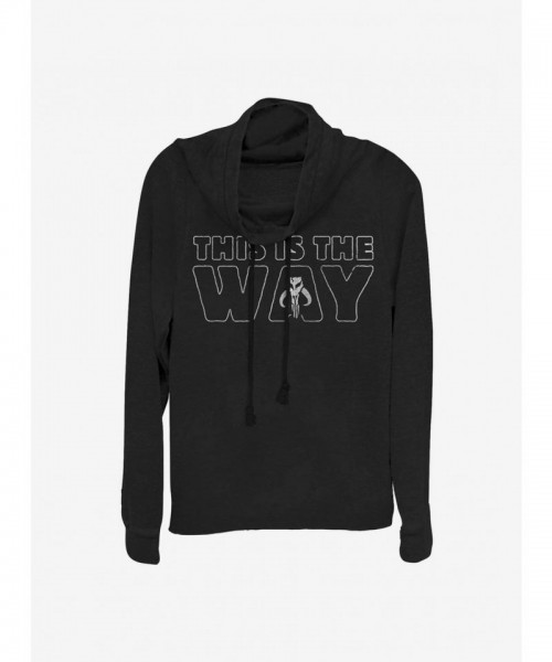 Star Wars The Mandalorian 'This Is The Way' Lightweight Cowl Neck Top for Girls - Black