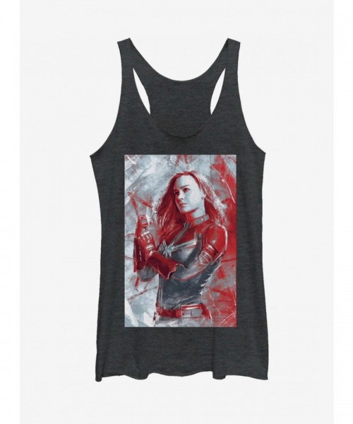 Marvel Captain Marvel Red Accented Tank Top for Girls - Black