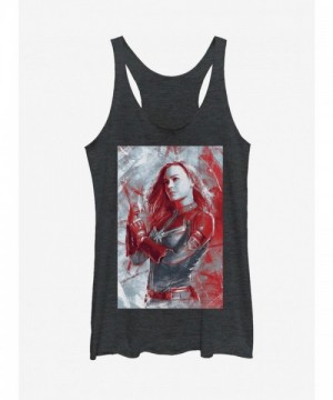 Marvel Captain Marvel Red Accented Tank Top for Girls - Black
