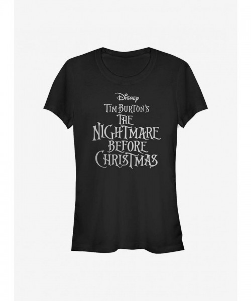 Disney Nightmare Before Christmas Logo Girls T-Shirt - Junior Size Black