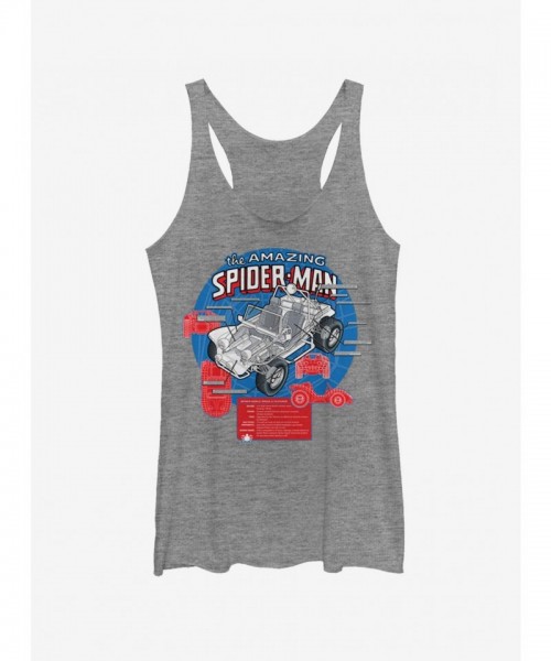 Marvel Girls Grey Spider-Mobile Tank Top