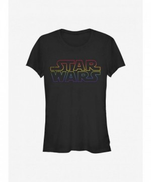 Star Wars Unisex Rainbow Logo T-Shirt - Black