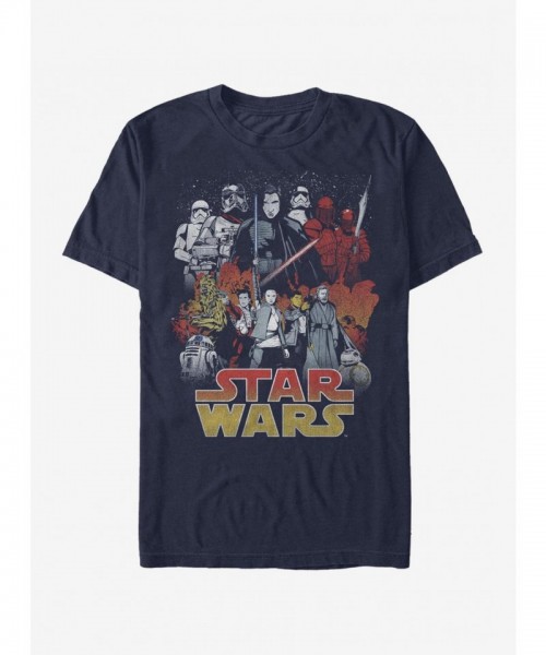 Star Wars The Last Jedi Balance T-Shirt - Navy Blue Unisex Cotton