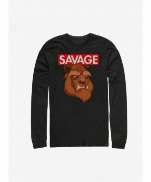 Disney Savage Beast Long-Sleeve T-Shirt for Men - Black Cotton