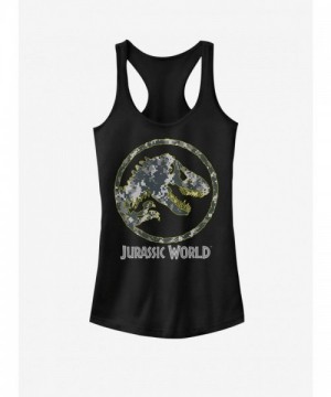 Universal Dino Camo Tank Top for Girls - Black Jurassic Style