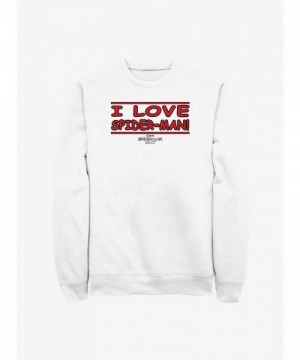 Marvel No Way Home Spidey Love Men's White Crew Sweatshirt