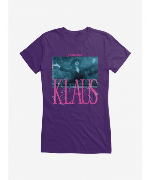 Umbrella Academy Klaus Pink Font Junior Girls T-Shirt