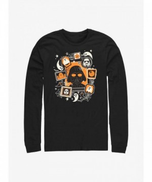 Darth Vader Frame Long Sleeve T-Shirt for Men - Black Cotton