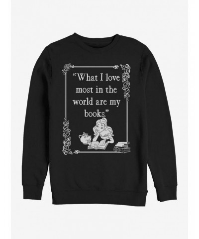 Disney Beauty And The Beast Book Lover Crew Sweatshirt $12.18 Sweatshirts
