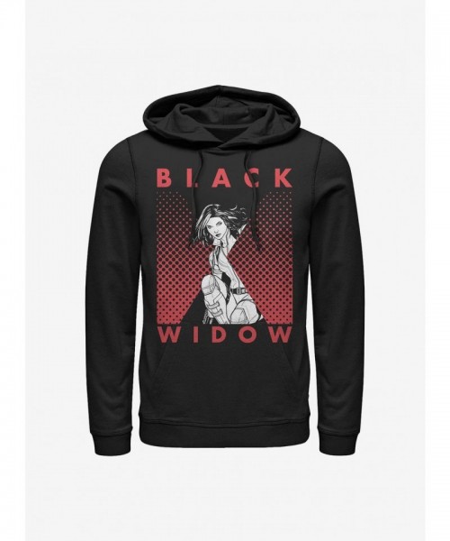 Marvel's Black Widow Halftone Hoodie for Men - Bold Black