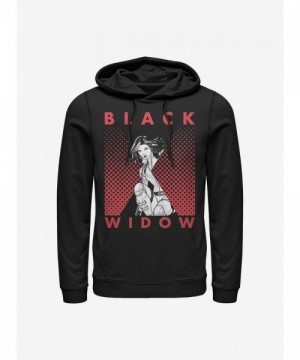 Marvel's Black Widow Halftone Hoodie for Men - Bold Black